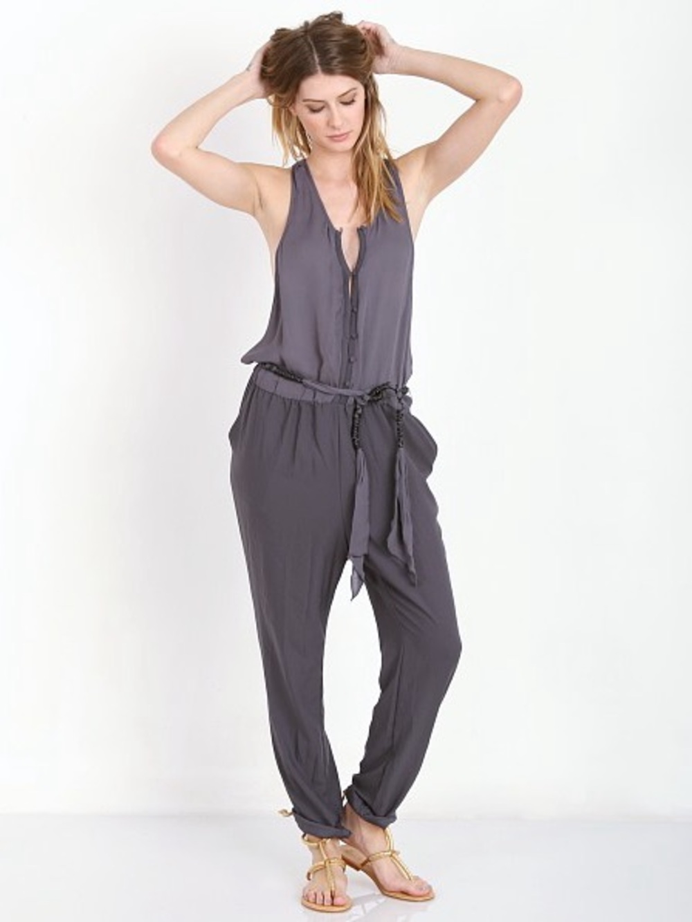 Free People Mixed Angelica Romper Storm Blue NWT
